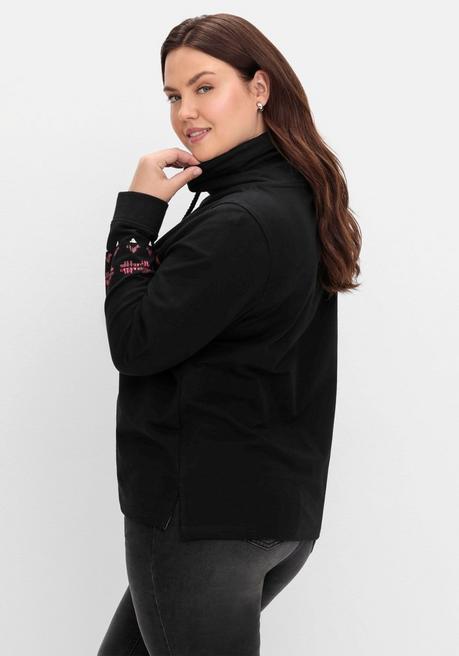 sheego Sweatshirt mit Norwegerprint und weitem Stehkragen - schwarz bedruckt sheego Saisonale Angebote