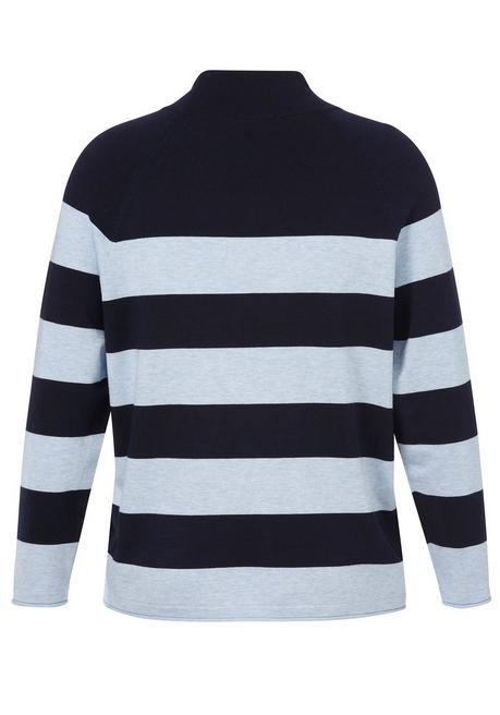 VIA APPIA DUE Gestreifter Pullover mit Tunnelzug am Stehkragen - indigo gestreift sheego Sonderangebote