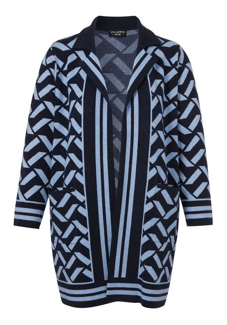 VIA APPIA DUE Offener Strickmantel im Jacquardmuster - indigo gemustert sheego Kostenlose Rückgabe
