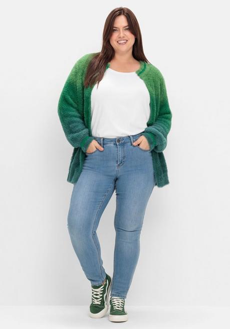 sheego by Joe Browns Strickjacke im Farbverlauf, aus Flausch-Garn - grün-blau sheego Letzter Tag