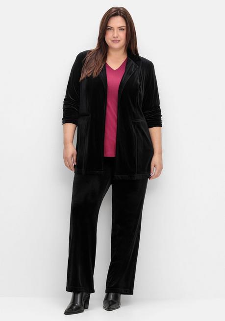 sheego Gerade Samthose mit Teilgummibund - schwarz sheego Zeitbegrenzte Promotion