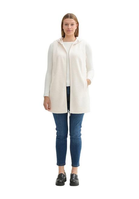 TOM TAILOR Plus Teddyweste in Longform, mit Kapuze - offwhite sheego Bis zu 50% Rabatt