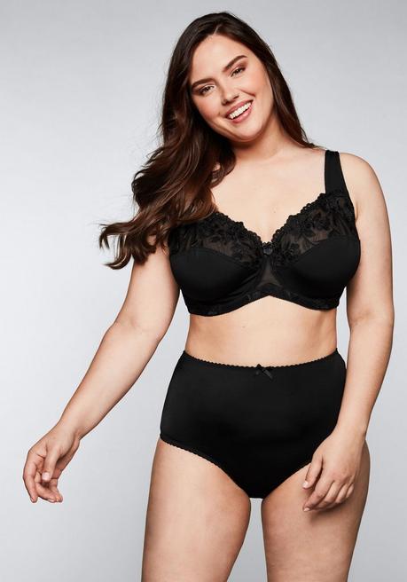 sheego Bügel-BH mit leicht transparenter Spitze - schwarz sheego 50% Rabatt mit kostenlosem Versand