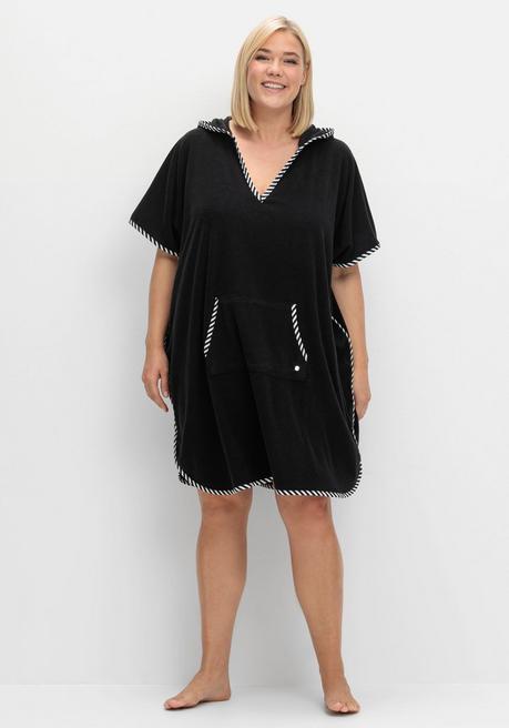 sheego Bade-Poncho mit Kapuze, aus Frottee - schwarz sheego Im Verkauf