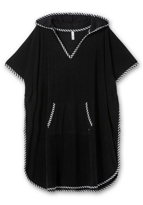 sheego Bade-Poncho mit Kapuze, aus Frottee - schwarz sheego Im Verkauf