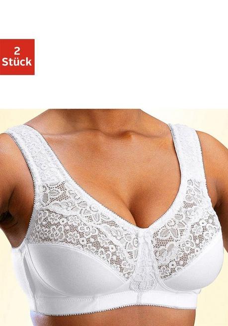 PETITE FLEUR Doppelpack Entlastungs-BHs mit Spitze - schwarz+weiß sheego Online