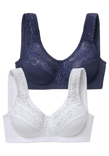 PETITE FLEUR Doppelpack Entlastungs-BHs mit Spitze - blau+weiß sheego Outlet