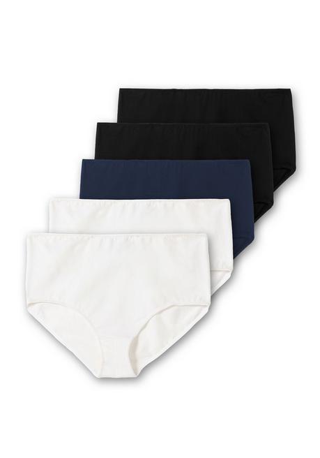 sheego 5er-Pack Taillenslips mit hohem Beinausschnitt - schwarz+weiß+marine sheego Angebote