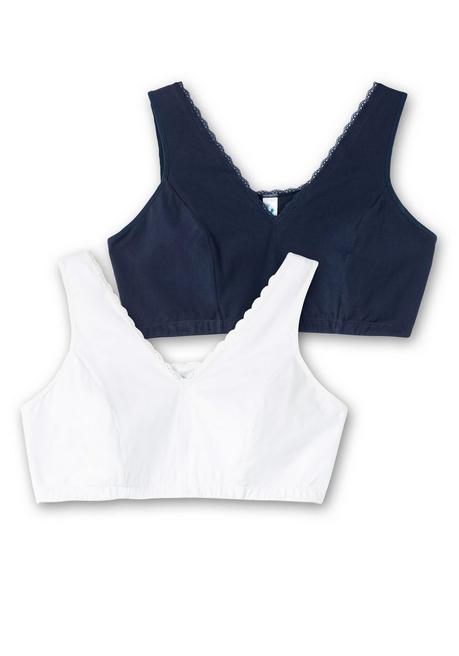 sheego Doppelpack Bustiers mit Spitzenbesatz - marine+weiß sheego Schlussverkauf