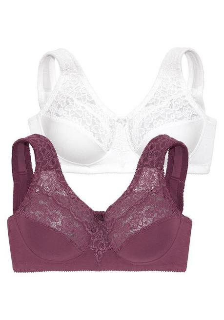 PETITE FLEUR Doppelpack Entlastungs-BHs mit Spitze - burgund+weiß sheego Rabatt