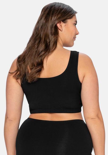 sheego BH ohne Bügel in Bustier-Form, mit Spitzenborte - schwarz sheego Günstig kaufen