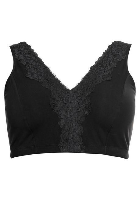 sheego BH ohne Bügel in Bustier-Form, mit Spitzenborte - schwarz sheego Günstig kaufen
