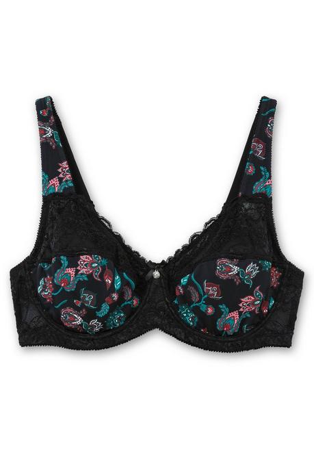 sheego Bügel-BH mit Paisleydruck und Spitze - schwarz bedruckt sheego Preisnachlass