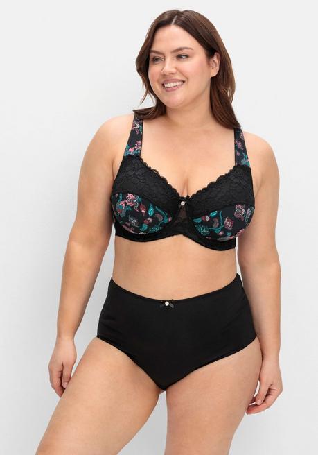 sheego Bügel-BH mit Paisleydruck und Spitze - schwarz bedruckt sheego Preisnachlass