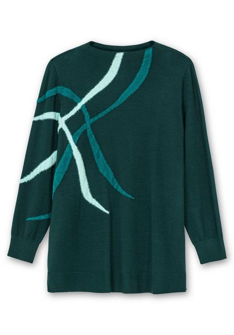 sheego Pullover mit Flauschgarn-Intarsien - tiefgrün gemustert sheego Top Angebot