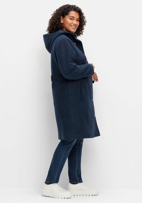 sheego Kapuzenmantel in leichter A-Linie, mit hoher Taille - nachtblau sheego Zeitlich begrenztes Angebot