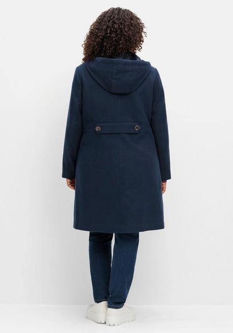 sheego Kapuzenmantel in leichter A-Linie, mit hoher Taille - nachtblau sheego Zeitlich begrenztes Angebot