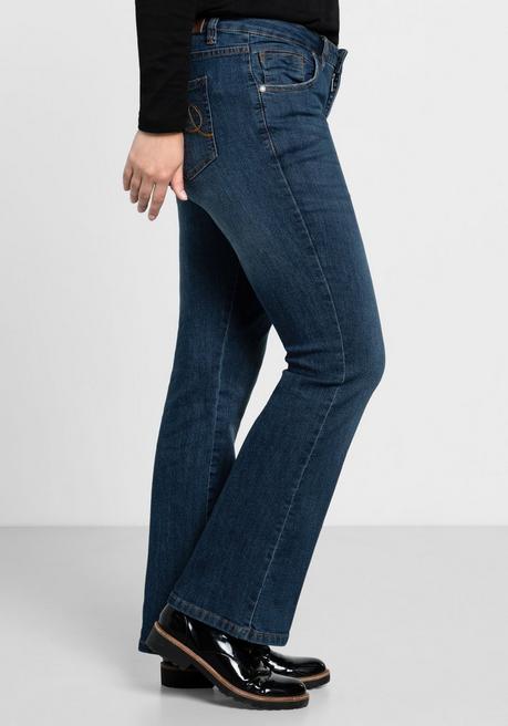 sheego Bootcut-Jeans in 5-Pocket-Form, mit Used-Effekten - dark blue Denim sheego Blitzangebot