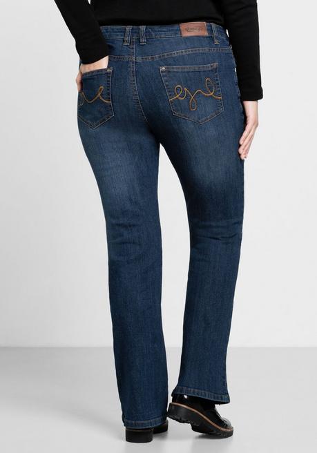 sheego Bootcut-Jeans in 5-Pocket-Form, mit Used-Effekten - dark blue Denim sheego Blitzangebot