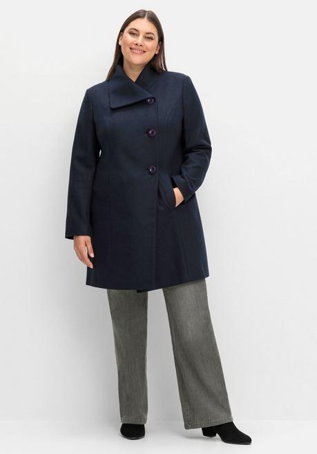 sheego Kurzmantel mit asymmetrischem Kragen - tiefblau sheego Große Rabatte