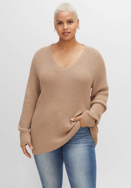 sheego Pullover mit Kaschmir, in leichter A-Linie - cappuccino meliert sheego Neuheiten