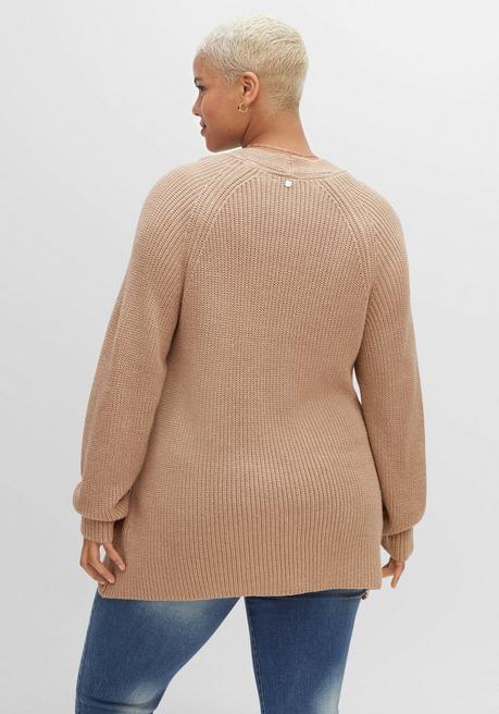sheego Pullover mit Kaschmir, in leichter A-Linie - cappuccino meliert sheego Neuheiten