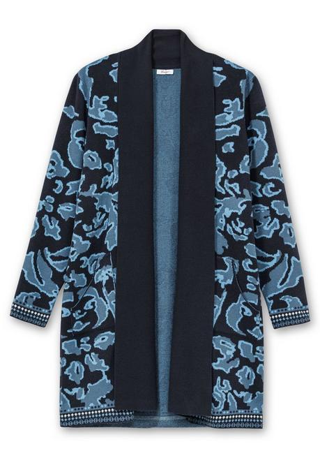 sheego Strickjacke mit Jacquardmuster und Schalkragen - tiefblau gemustert sheego Riesige Ersparnisse