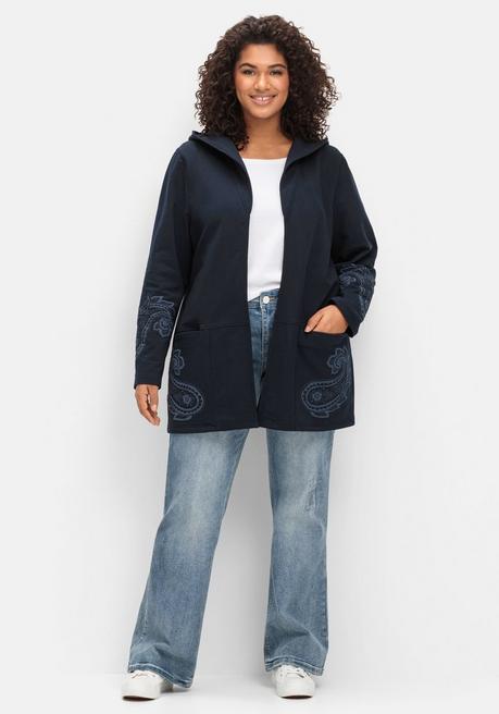 sheego by Joe Browns Leichte Kapuzensweatjacke mit Paisleydruck - dunkelblau sheego VIP-Rabatte