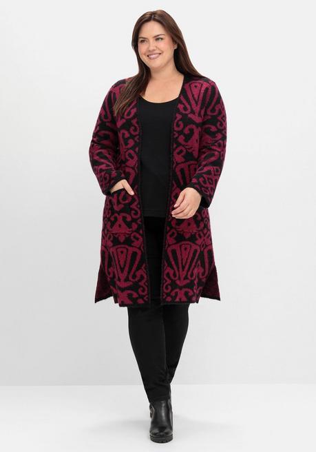 sheego by Joe Browns Offene Longstrickjacke mit Jacquardmuster - schwarz gemustert sheego JETZT KAUFEN