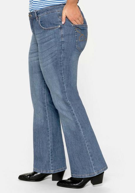 sheego Bootcut-Jeans in 5-Pocket-Form, mit Used-Effekten - blue Denim sheego Zeitbegrenzte Promotion