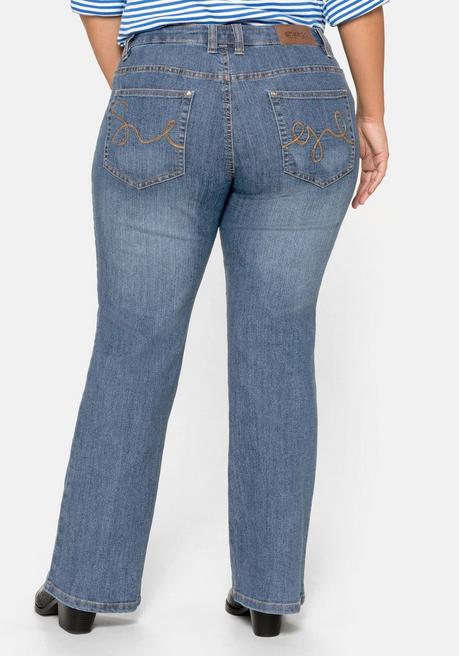 sheego Bootcut-Jeans in 5-Pocket-Form, mit Used-Effekten - blue Denim sheego Zeitbegrenzte Promotion