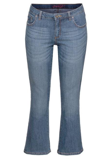 sheego Bootcut-Jeans in 5-Pocket-Form, mit Used-Effekten - blue Denim sheego Zeitbegrenzte Promotion
