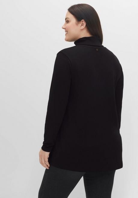 sheego Langarmshirt mit Rollkragen, in A-Linie - schwarz sheego Bis zu 50% Rabatt