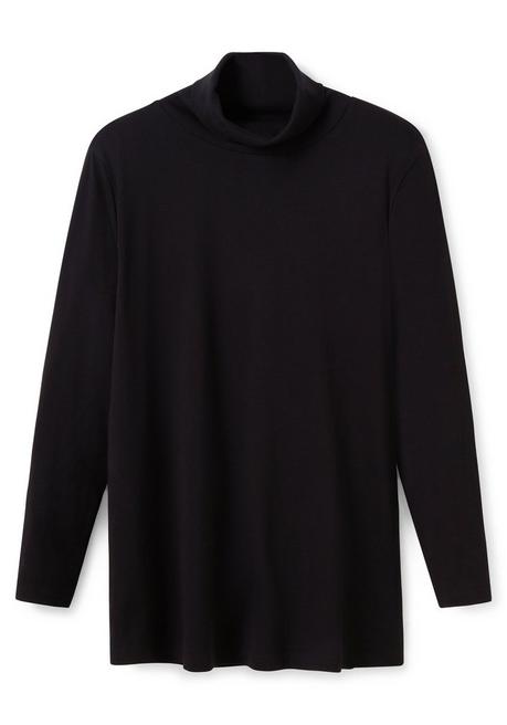 sheego Langarmshirt mit Rollkragen, in A-Linie - schwarz sheego Bis zu 50% Rabatt