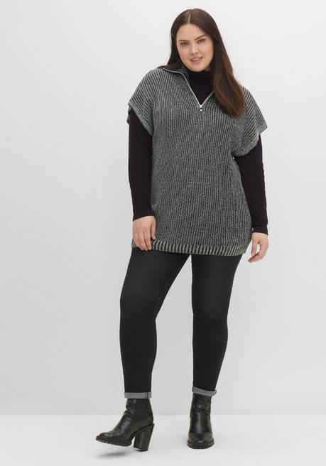 sheego Langarmshirt mit Rollkragen, in A-Linie - schwarz sheego Bis zu 50% Rabatt