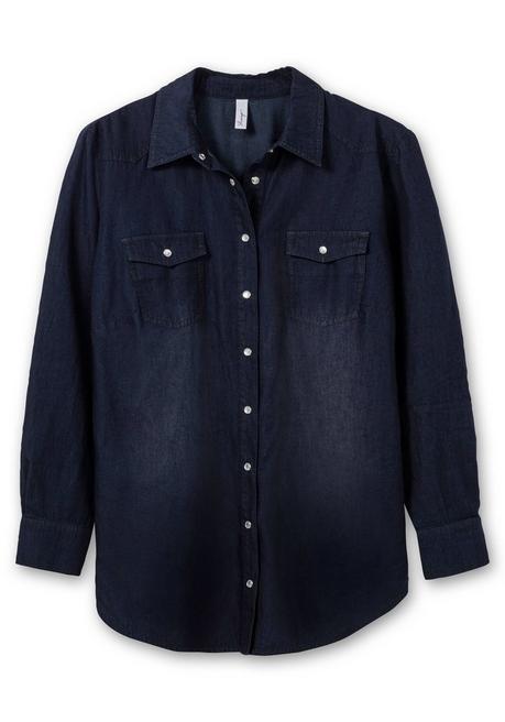 sheego Jeansbluse mit Knopfleiste und Brusttaschen - dark blue Denim sheego Bis zu 65% Rabatt