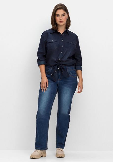 sheego Jeansbluse mit Knopfleiste und Brusttaschen - dark blue Denim sheego Bis zu 65% Rabatt