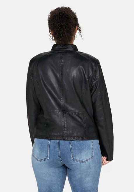 sheego Lederjacke aus Lammnappa, mit Stehkragen - schwarz sheego Vierteljährliche Förderung