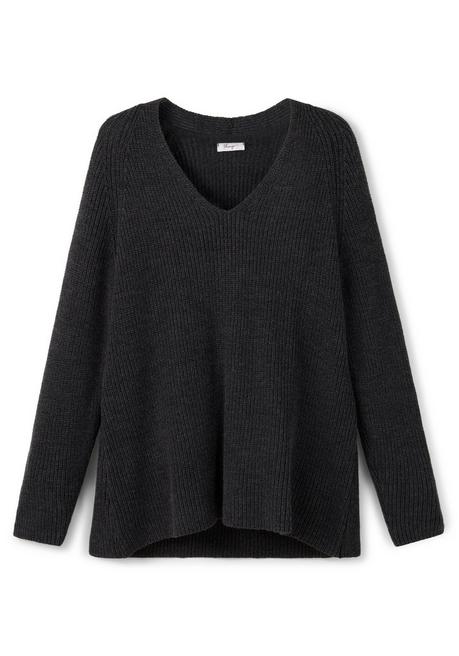 sheego Pullover mit Kaschmir, in leichter A-Linie - schwarz meliert sheego Bis zu 55% Rabatt