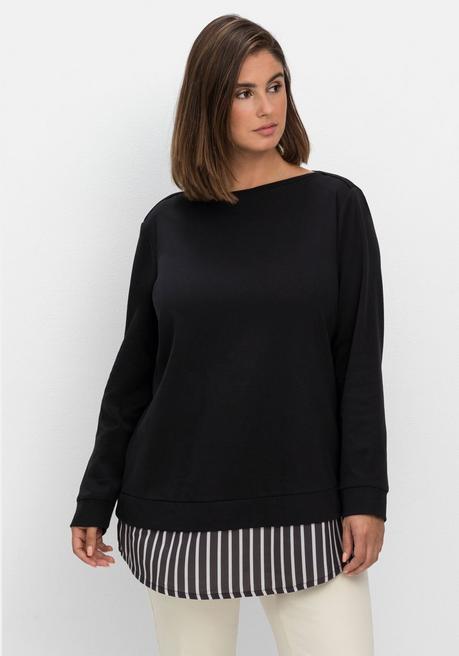 sheego 2-in-1-Langarmshirt mit Ansatz aus Blusenstoff - schwarz sheego Discount Store für neue Produkte