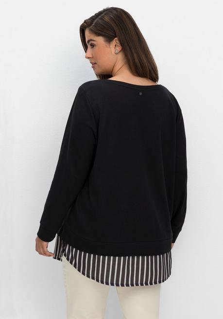 sheego 2-in-1-Langarmshirt mit Ansatz aus Blusenstoff - schwarz sheego Discount Store für neue Produkte