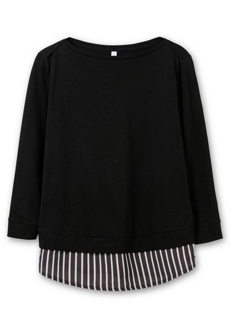 sheego 2-in-1-Langarmshirt mit Ansatz aus Blusenstoff - schwarz sheego Discount Store für neue Produkte