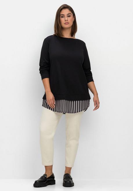 sheego 2-in-1-Langarmshirt mit Ansatz aus Blusenstoff - schwarz sheego Discount Store für neue Produkte
