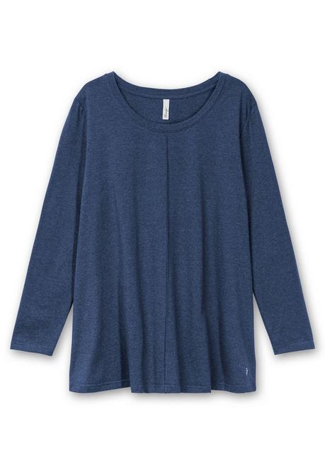 sheego Fein meliertes Langarmshirt in A-Linie, mit Rundhals - nachtblau meliert sheego Clearance-Verkauf