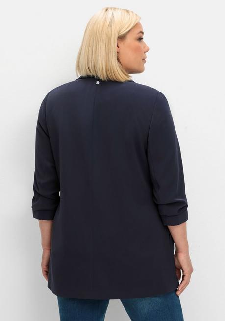 sheego Langer Blazer mit Schalkragen und gerafftem 3/4-Arm - tiefblau sheego Fabrikladen