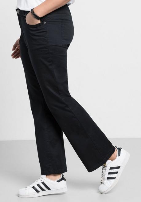 sheego Bootcut-Hose aus elastischem Baumwoll-Twill - schwarz sheego Black Friday Preise