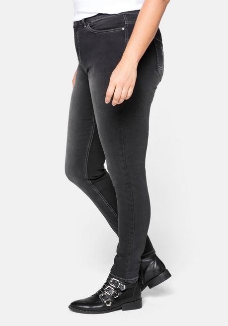 sheego Skinny Power-Stretch-Jeans in 5-Pocket-Form - black Denim sheego Im Verkauf