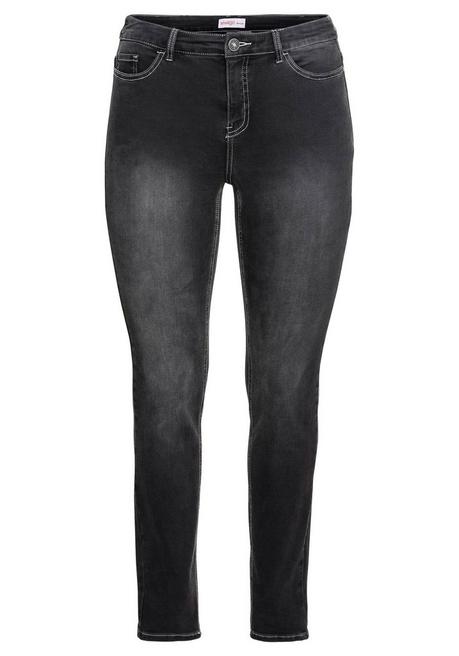 sheego Skinny Power-Stretch-Jeans in 5-Pocket-Form - black Denim sheego Im Verkauf