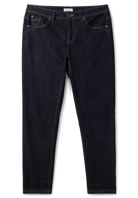 sheego Schmale Jeans mit Kontrastnähten - blue black Denim sheego Rabatte dieses Monats