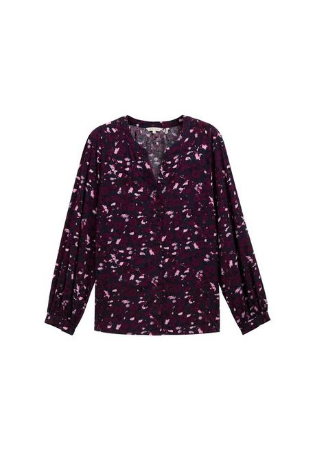 TOM TAILOR Plus Bluse mit V-Schlitz und Alloverprint - beere gemustert sheego 2025